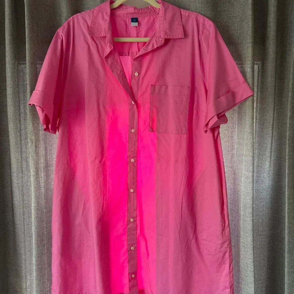 Fabulous Old Navy Women's Candy Pink Shirt Dress Size XL Brand New - Picture 1 of 3